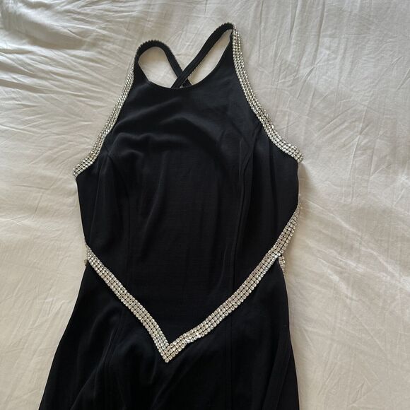 Vintage 90s Cache Evening Gown Women's M Black Dress Crystal Embellished Straps - Picture 12 of 13